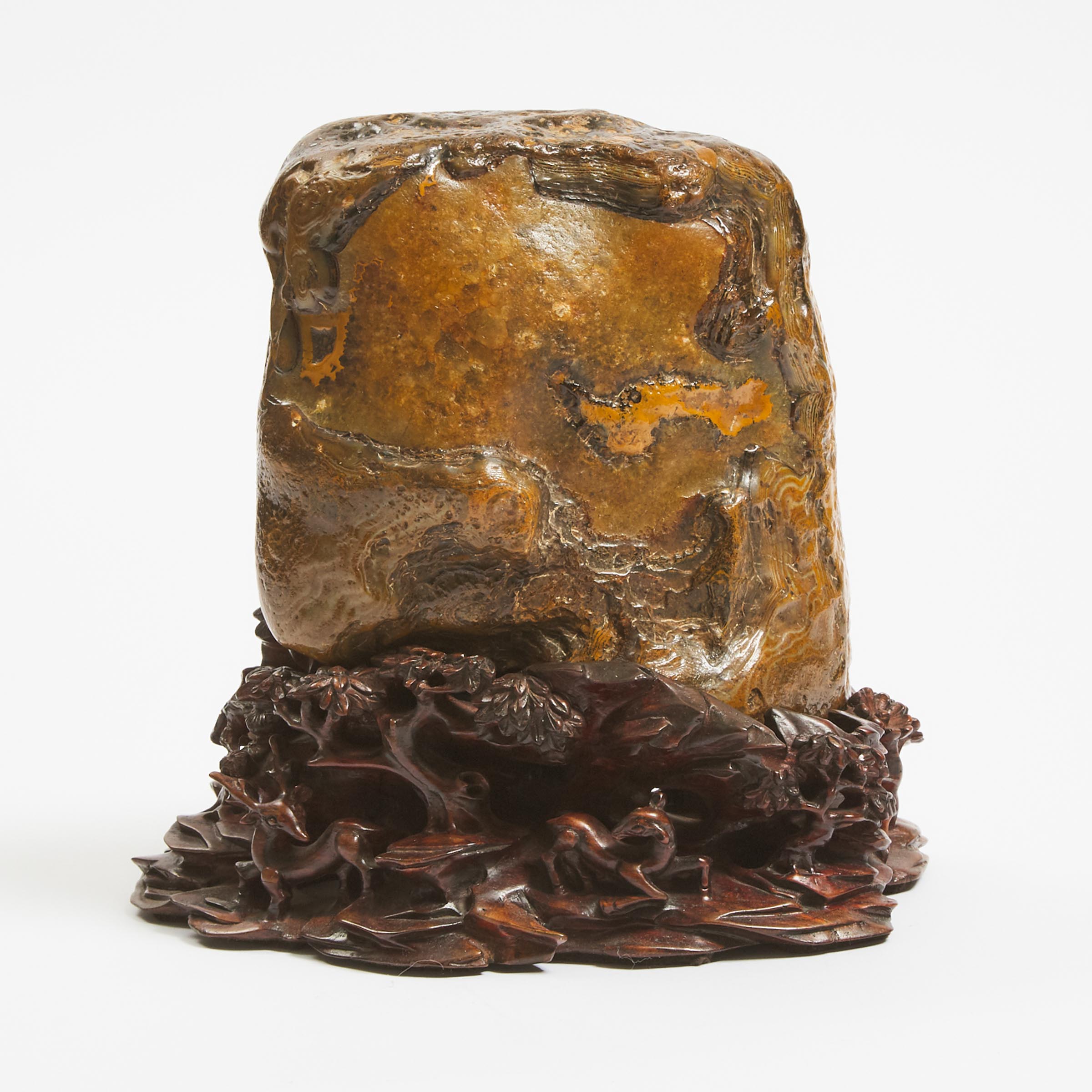A Chinese Agate Scholar's Rock on a