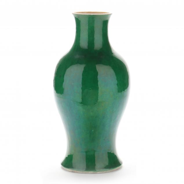 A CHINESE APPLE GREEN GLAZED