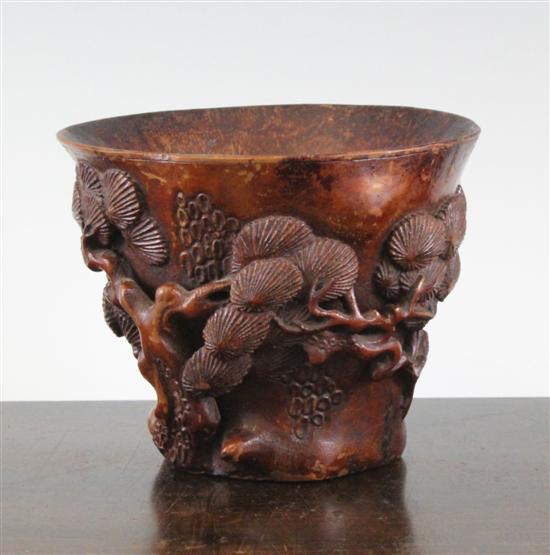 A Chinese bamboo libation cup