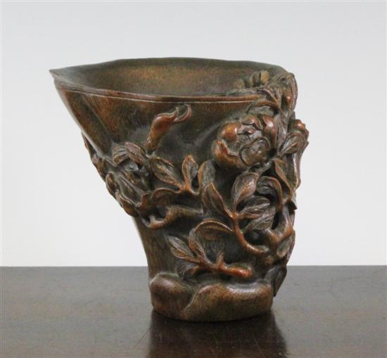 A Chinese bamboo libation cup