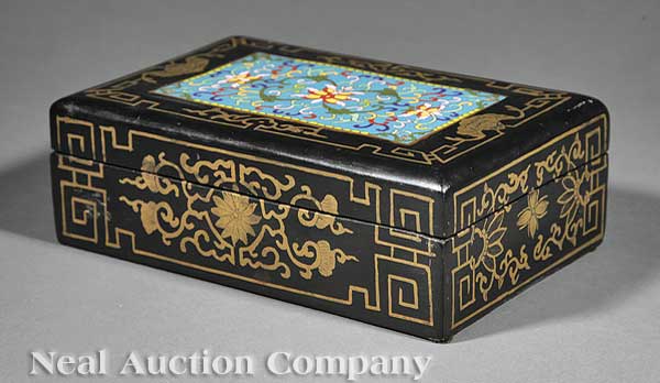A Chinese Black Lacquer Cloisonné