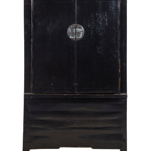 A Chinese Black Lacquered Elm