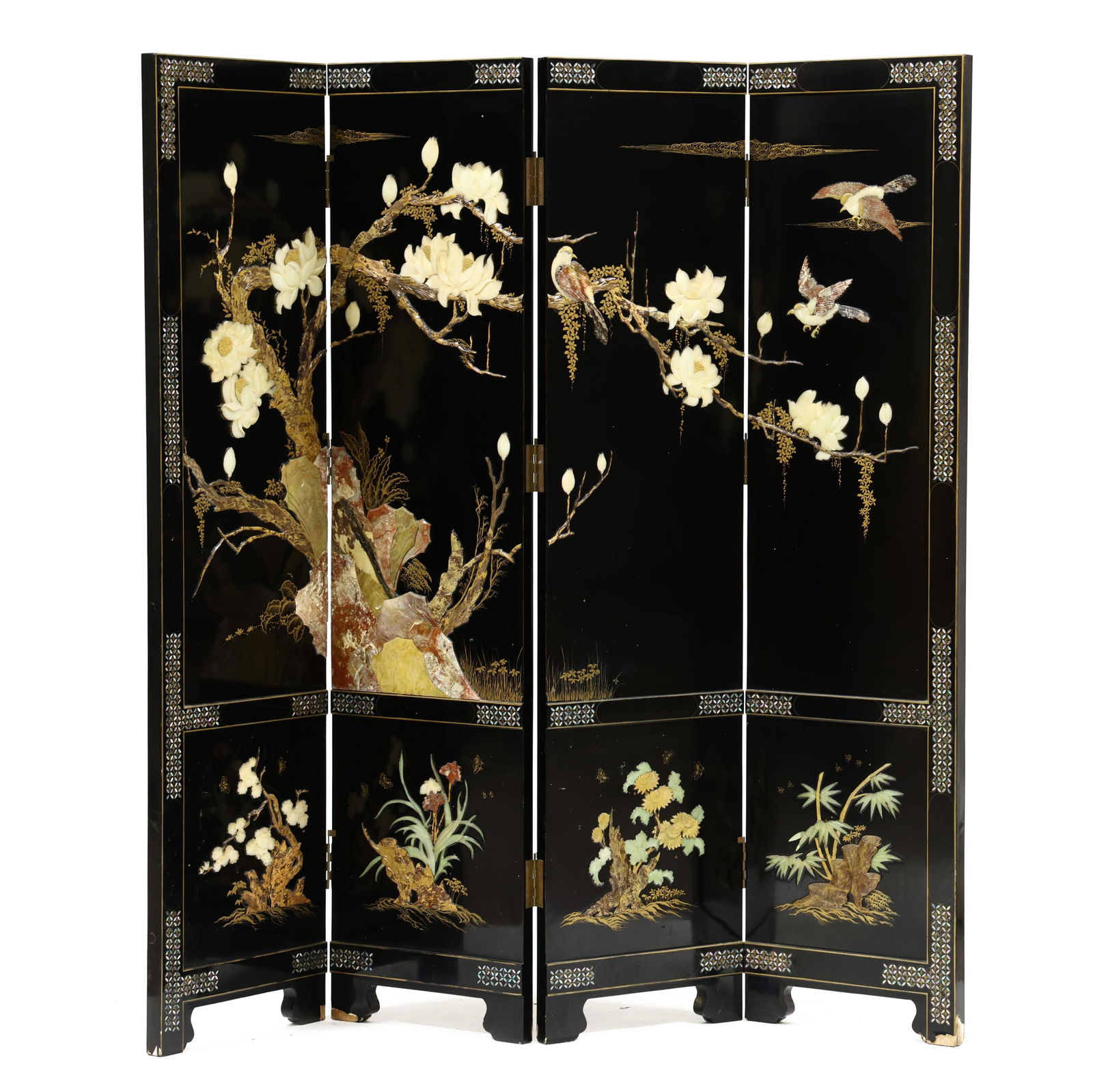 A CHINESE BLACK LACQUERED FOUR