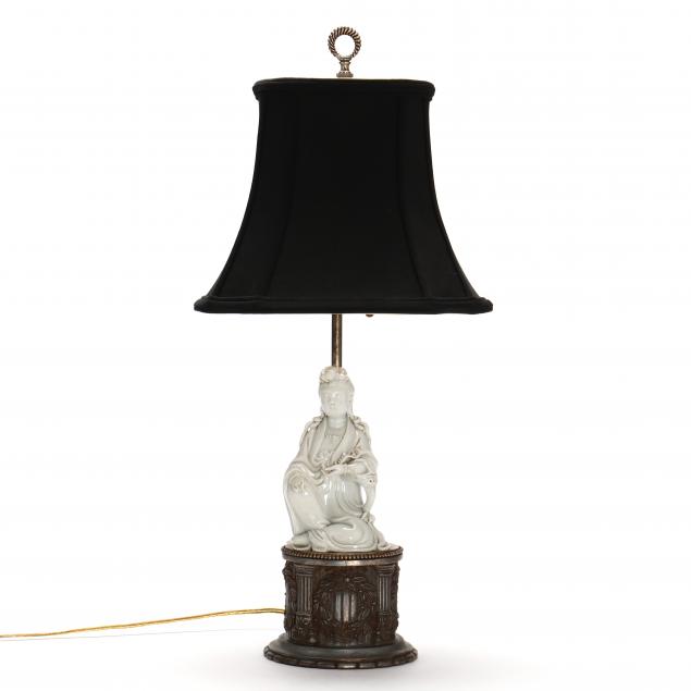 A CHINESE BLANC DE CHINE TABLE LAMP