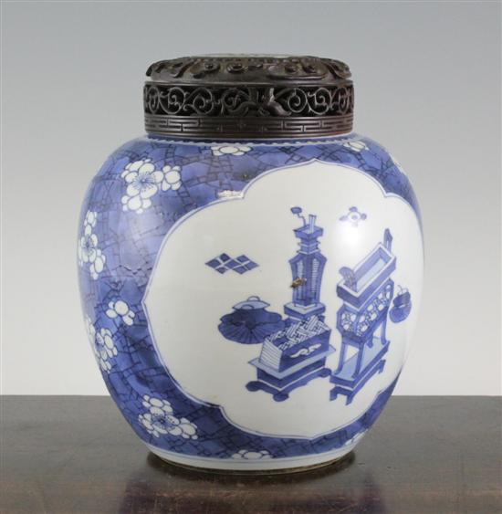 A Chinese blue and white ovoid