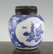 A Chinese blue and white ovoid