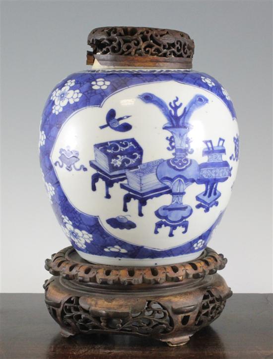 A Chinese blue and white ovoid