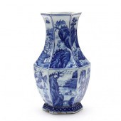 A CHINESE BLUE AND WHITE HEXAG