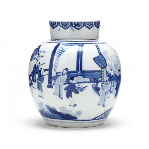 A CHINESE BLUE AND WHITE GINGER JAR