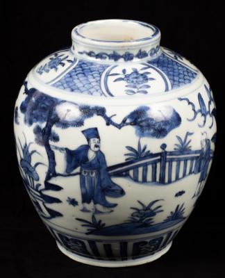 A Chinese blue and white jar,