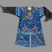 A Chinese Blue Ground Silk Emb