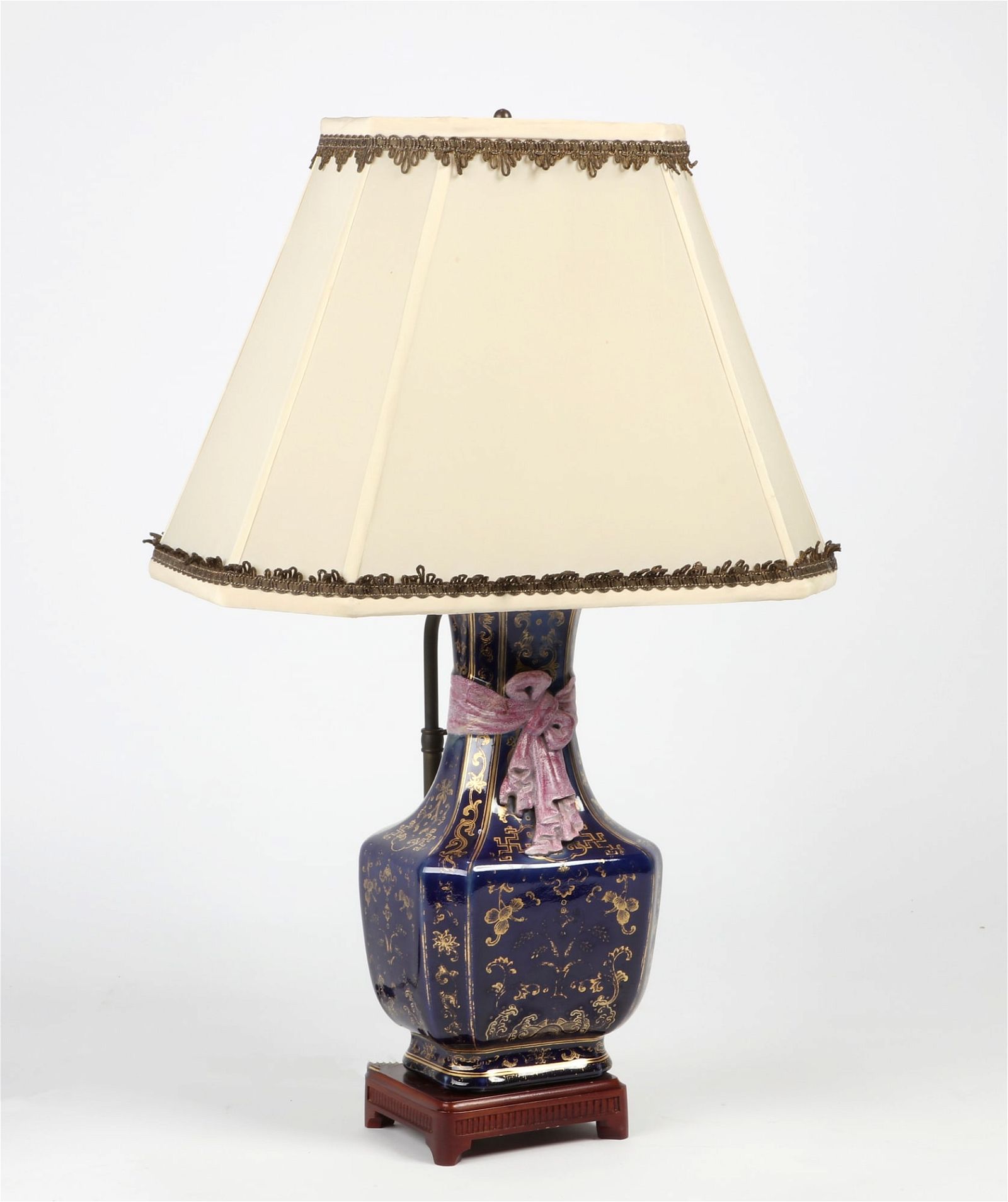 A CHINESE BLUE GROUND VASE NOW AS A