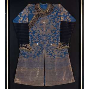 A Chinese Blue Ground Woven