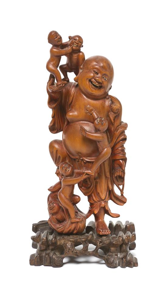 A Chinese Boxwood Figural Carving