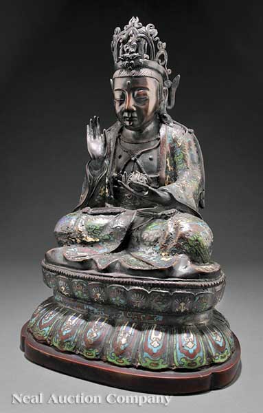 A Chinese Bronze and Cloisonné