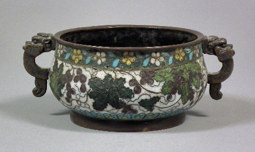 A Chinese bronze and cloisonne