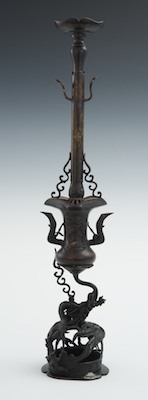 A Chinese Bronze Candlestick