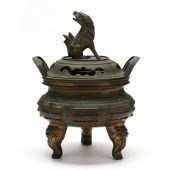 A CHINESE BRONZE COVERED CENSE