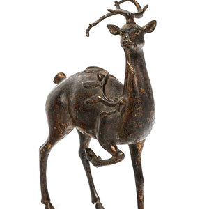 A Chinese Bronze Figure of a Deer