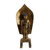 A CHINESE BRONZE-GILT STANDING