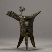 A CHINESE BRONZE JUE CUP<br>A