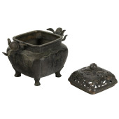 A CHINESE BRONZE LIDDED INCENS