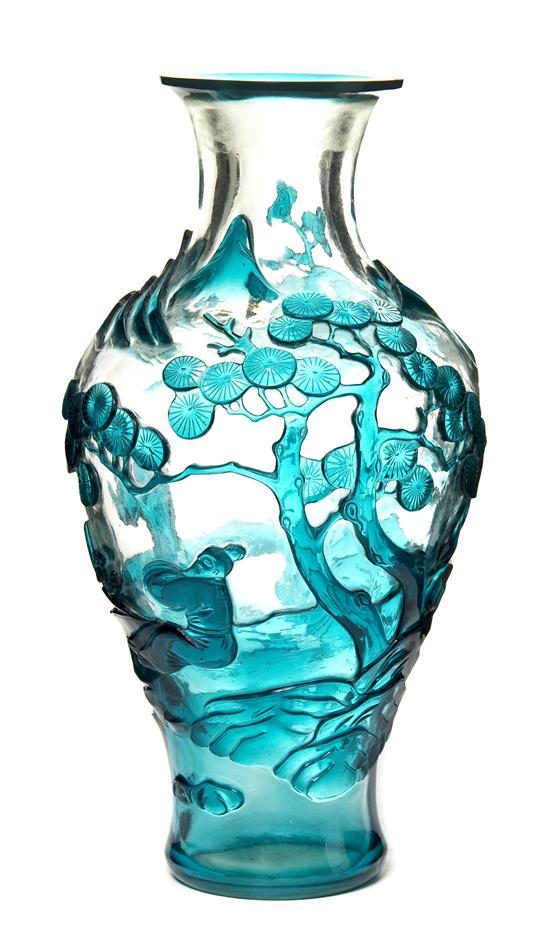 A Chinese Cameo Glass Baluster Vase
