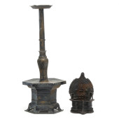 A CHINESE CANDLESTICK AND INDI