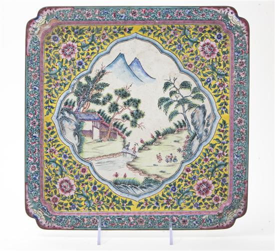 A Chinese Canton Enameled Tray of