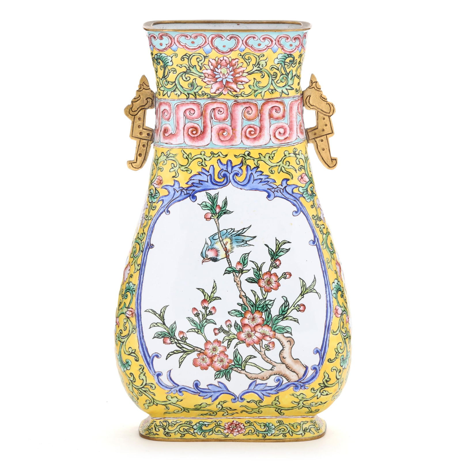 A CHINESE CANTONESE ENAMEL VASEA