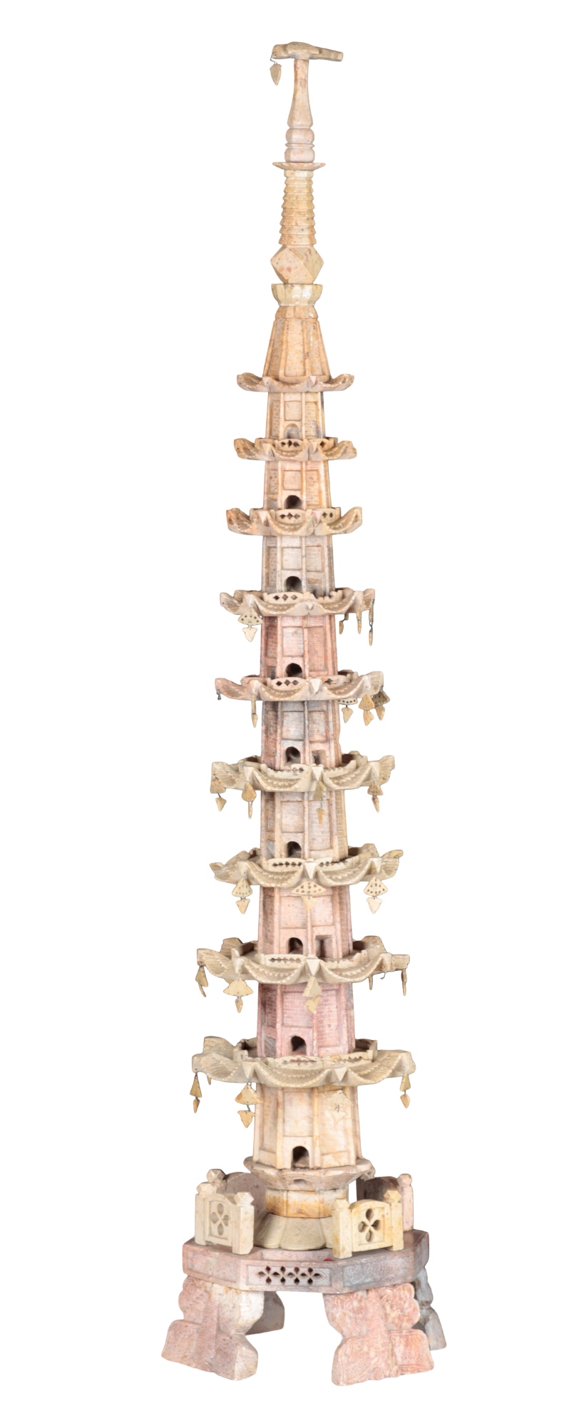 A CHINESE CARVD SOAPSTONE PAGODA