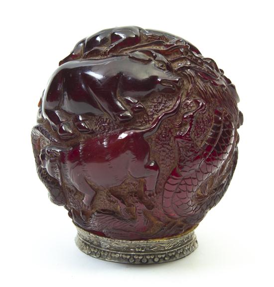 A Chinese Carved Amber Zodiac