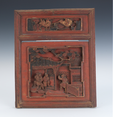 A Chinese Carved and Painted Wood