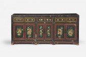 A CHINESE CARVED AND POLYCHROM