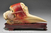A Chinese Carved and Rose Quar