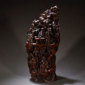 A CHINESE CARVED BAMBOO DECORA