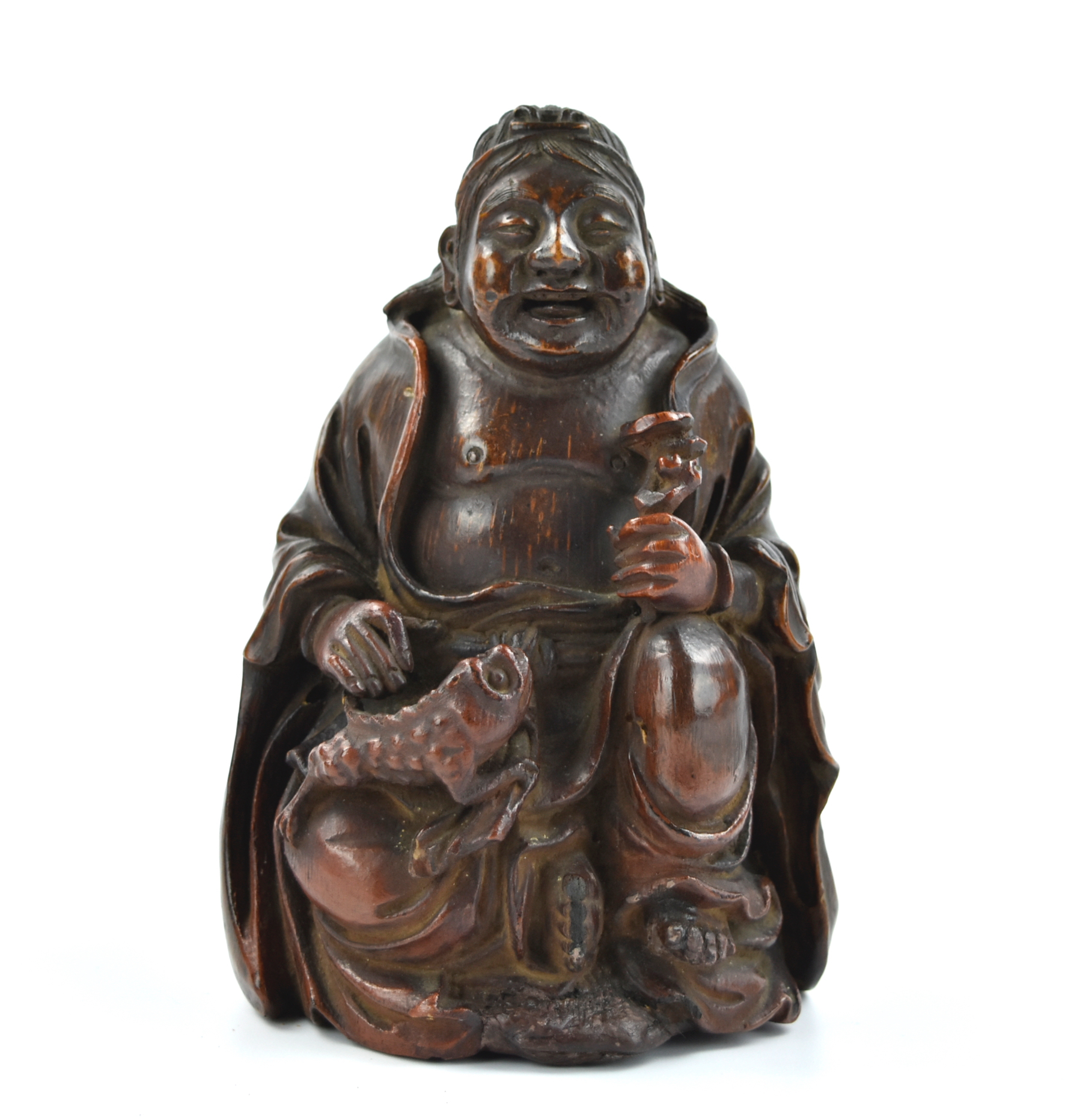 A CHINESE CARVED BAMBOO FIGURE,