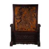 A CHINESE CARVED BAMBOO INLAID