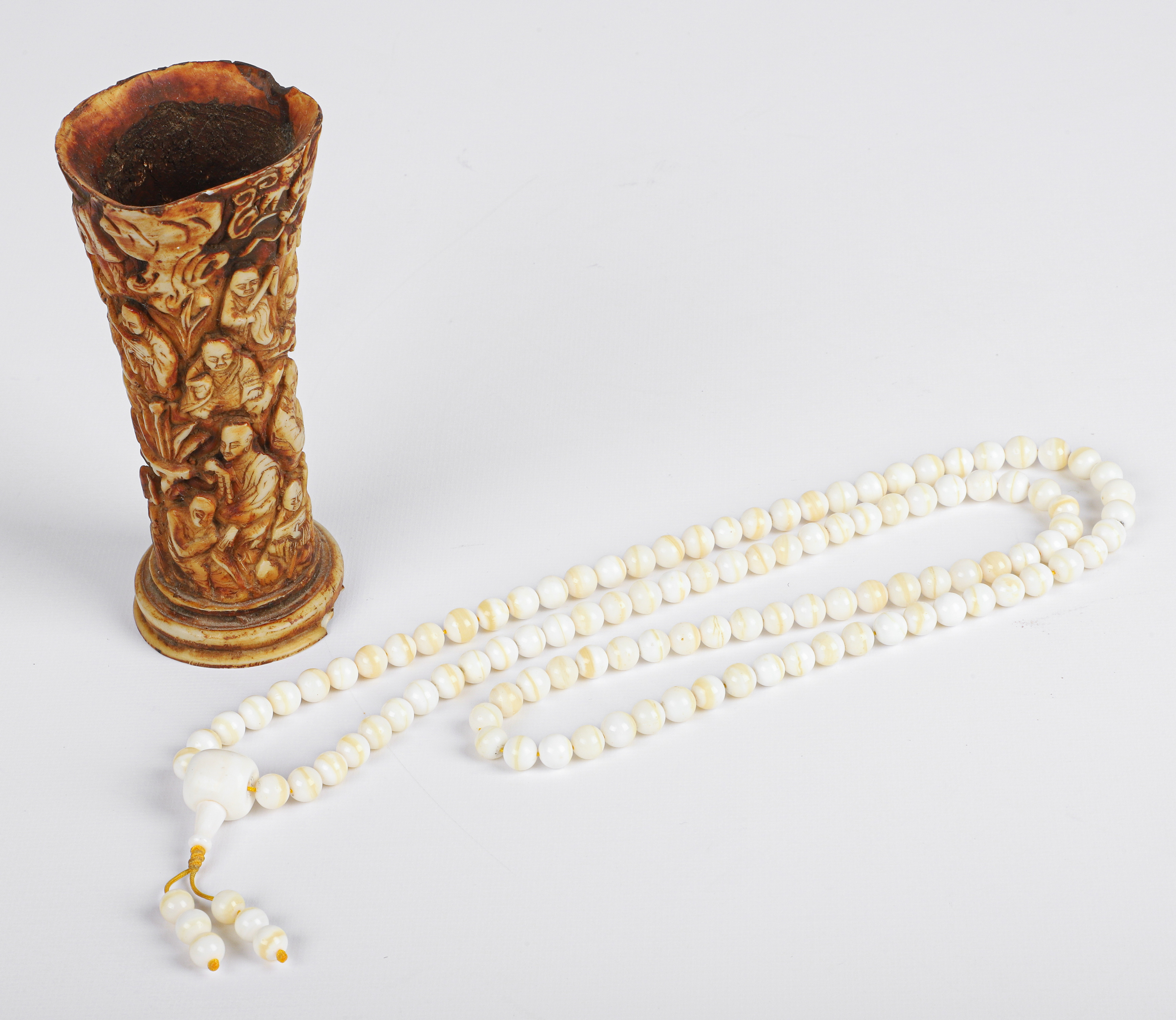A Chinese Carved Bone Cup, 5 5/8"H,