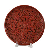 A CHINESE CARVED CINNABAR LACQ