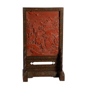 A CHINESE CARVED CINNABAR LACQ