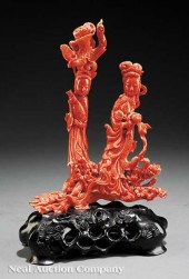 A Chinese Carved Coral Figural