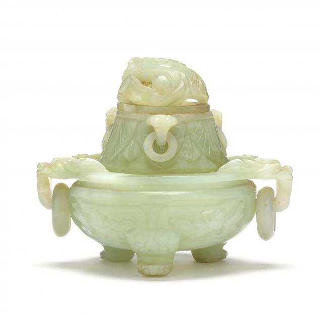 A CHINESE CARVED HARDSTONE CENSER