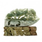 A CHINESE CARVED HARDSTONE SCU
