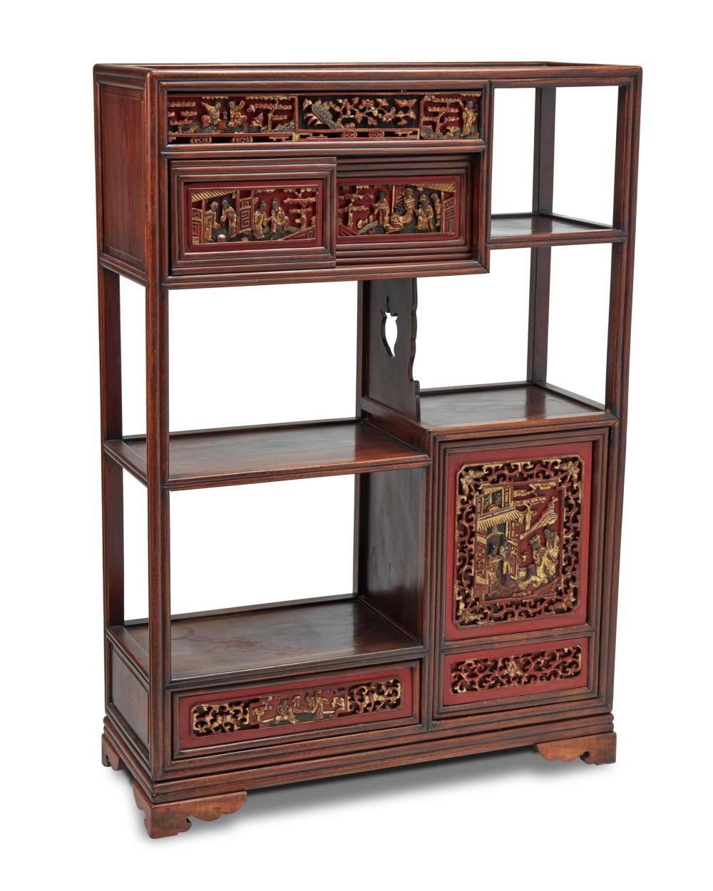 A CHINESE CARVED HARDWOOD