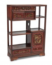 A CHINESE CARVED HARDWOOD CABI