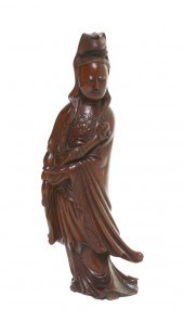A Chinese Carved Hardwood Figu