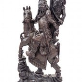 A Chinese Carved Hardwood Guan