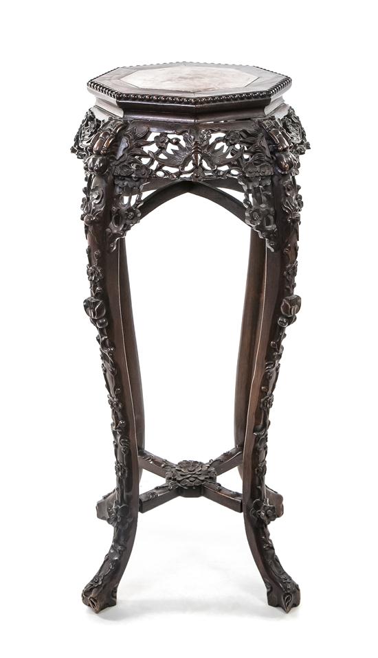 *A Chinese Carved Hardwood Pedestal