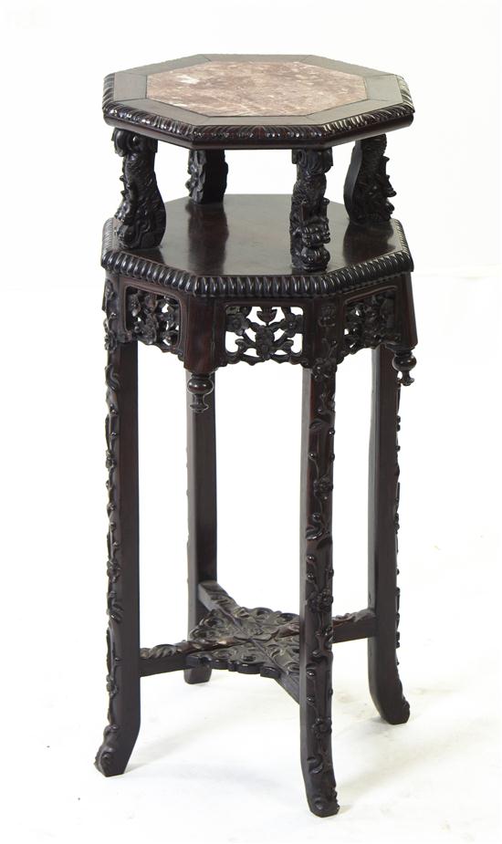 A Chinese Carved Hardwood Side